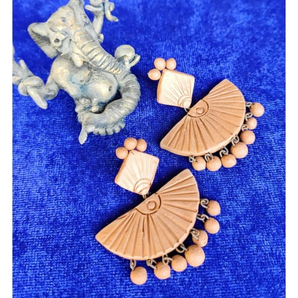Antique Fan Shaped Terracotta Earrings |
