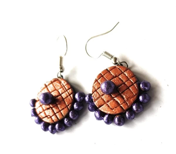 Orange Meets Purple Small Sized Terracotta Earrings | Small Sized Terracotta Earrings