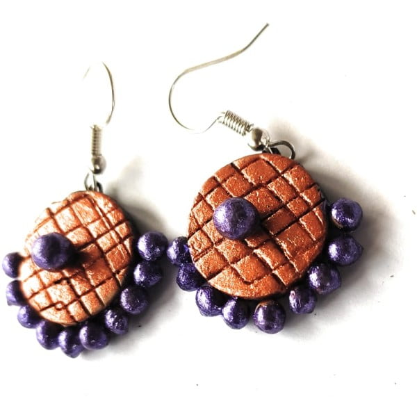 Orange Meets Purple Small Sized Terracotta Earrings | Small Sized Terracotta Earrings