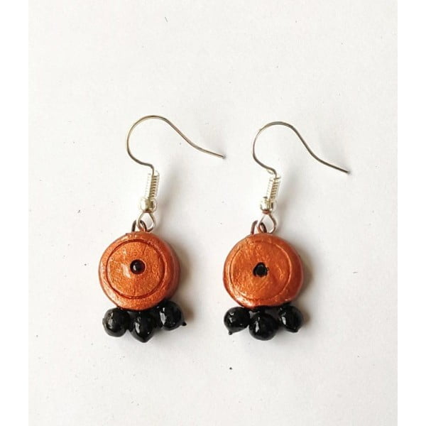 Black and Orange Terracotta Earrings