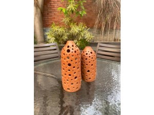 Terracotta Perforated Candle Light Holder