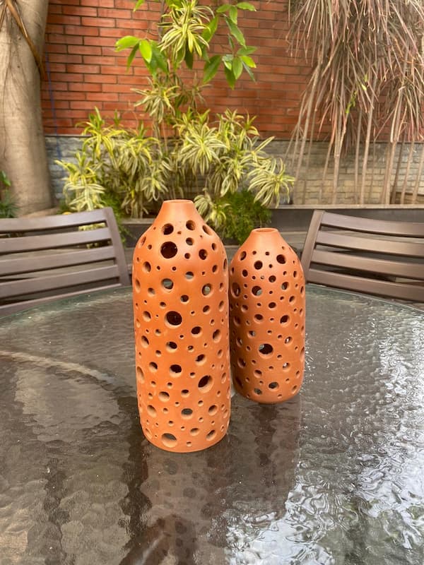 Terracotta Perforated Candle Light Holder