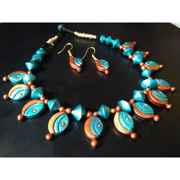 Oval Shaped Terracotta Necklace Set