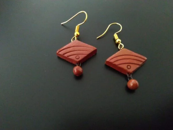 Exquisite Terracotta Earring With Hanging Beads |