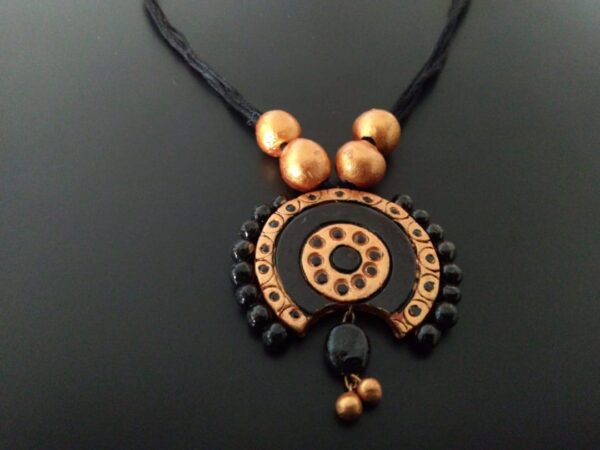 Traditional Terracotta Pendant With Copper Beads |