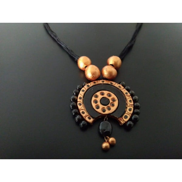 Traditional Terracotta Pendant With Copper Beads |