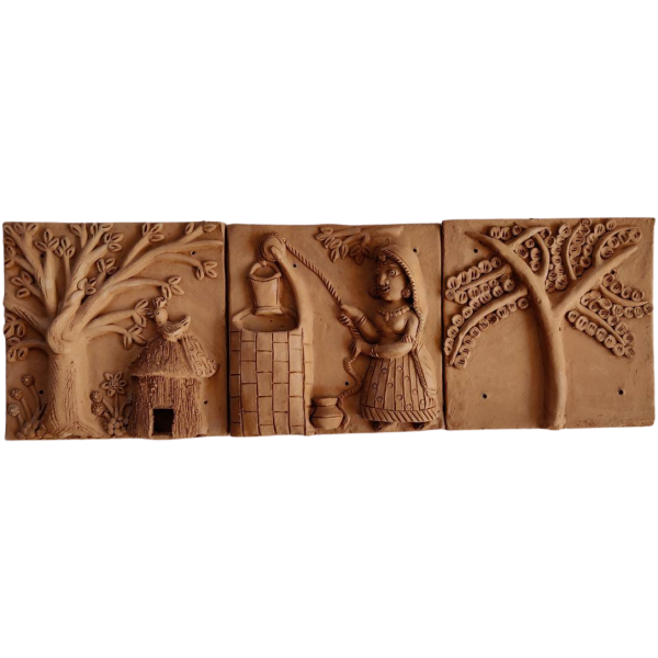 Hut In A Forest Terracotta Plaques