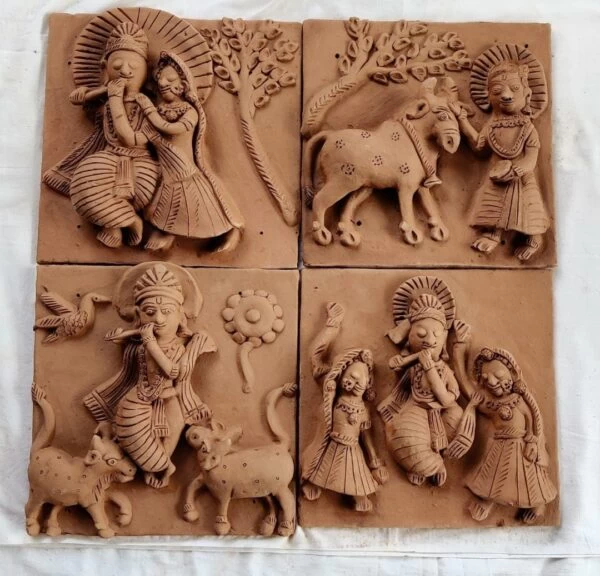 Tales of Krishna Clay Plaques