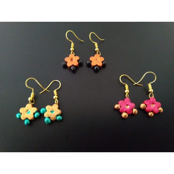 Bejeweled Floral Styled Earrings Set of 3 |