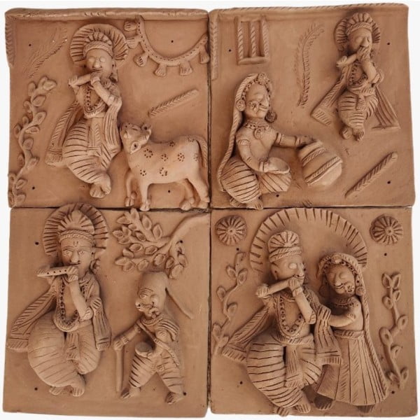 Radha Krishna Leela Terracotta Plaques