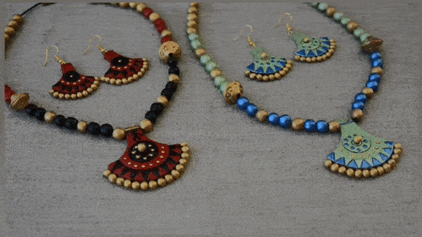Ornate Terracotta Necklace Set With Earrings | Ornate Terracotta Necklace Set With Earrings |