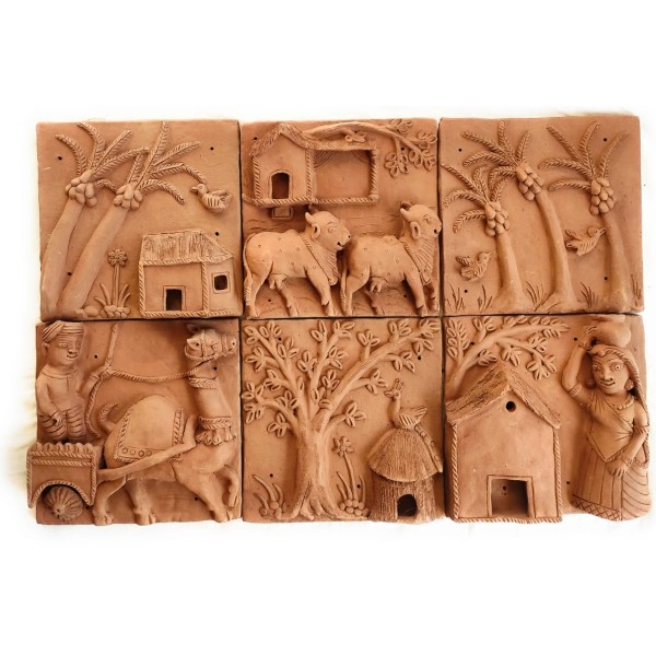 Decorative Terracotta Plaques (Set Of 6)