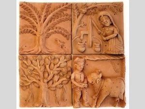 Clay Terracotta Plaques (Set Of 4)