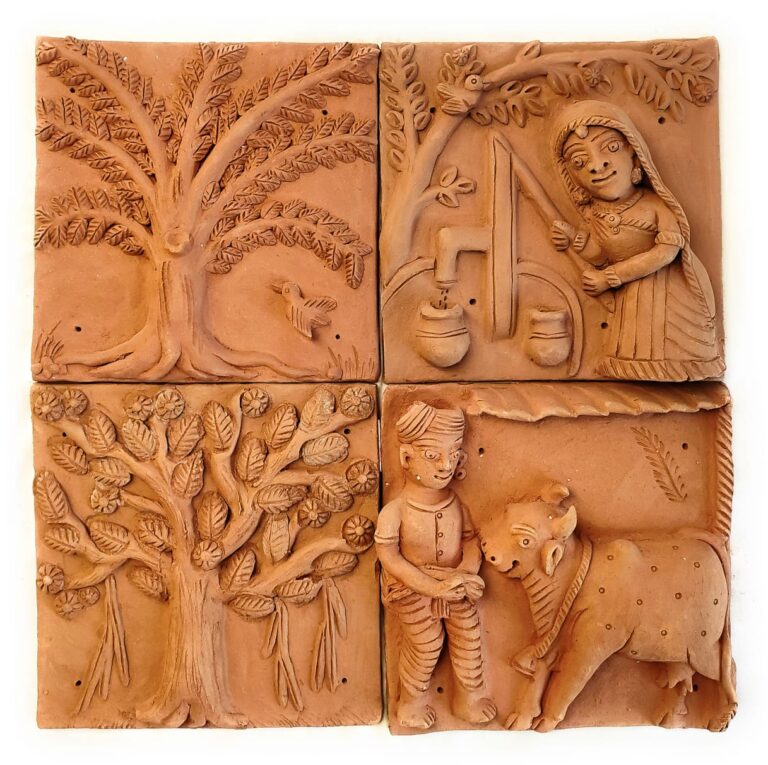 Clay Terracotta Plaques (Set Of 4)