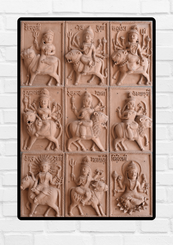 Nine Manifestations of Navratri Shakti, Clay Work, Terracotta art